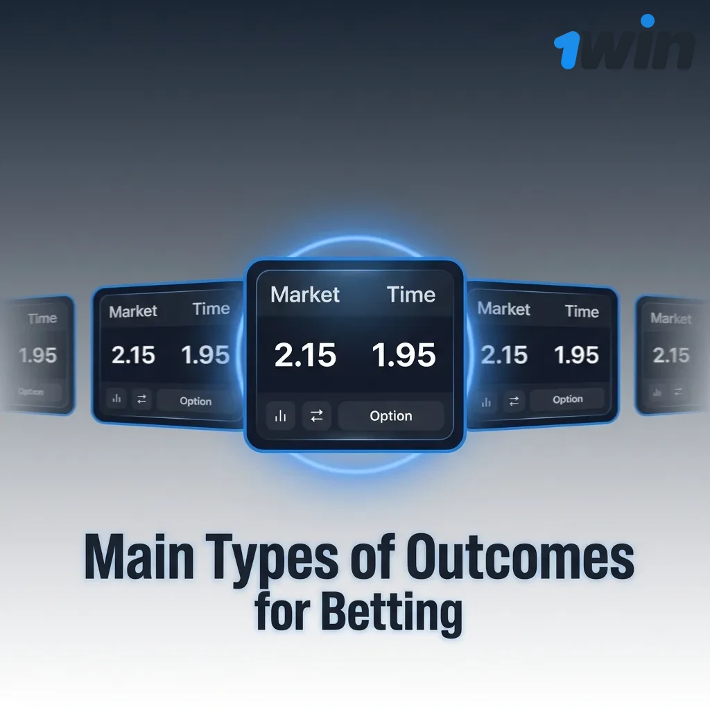 Diagram showing five betting outcome types: Match Winner, Handicap, Totals (Over/Under), Odd/Even, and First to Score options.