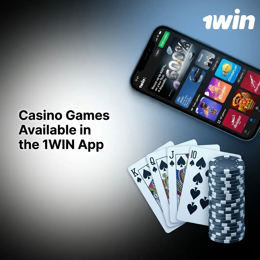 1WIN app casino games including slots, live Andar Bahar, Teen Patti, Aviator crash game, and 13000+ titles