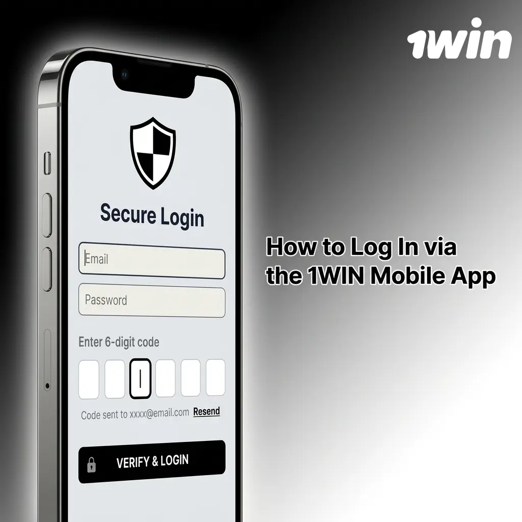 1WIN mobile app login screen on iPhone showing email, password fields and Sign In button with Face ID option